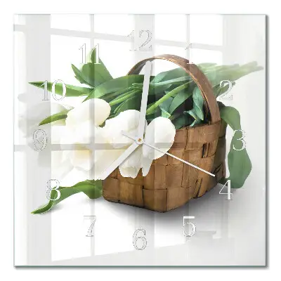 Relógio quadrado Cesta de tulipas