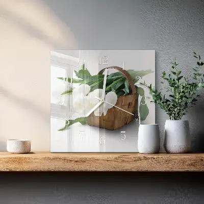 Relógio quadrado Cesta de tulipas