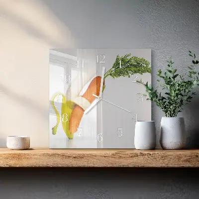Relógio decoração Cenouras e bananas