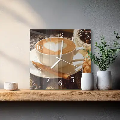 Relógio quadrado Coração de café