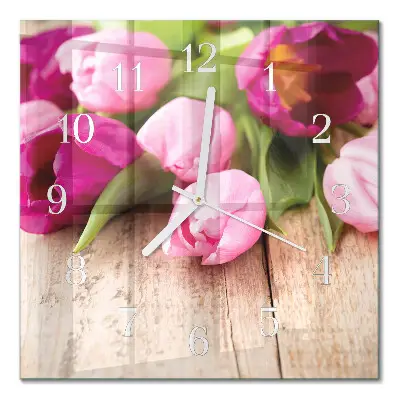 Relógio quadrado Tulipas
