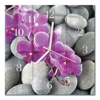 Relógio decoração Pedras e orquídeas