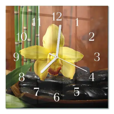 Relógio quadrado Orquídea de bambu
