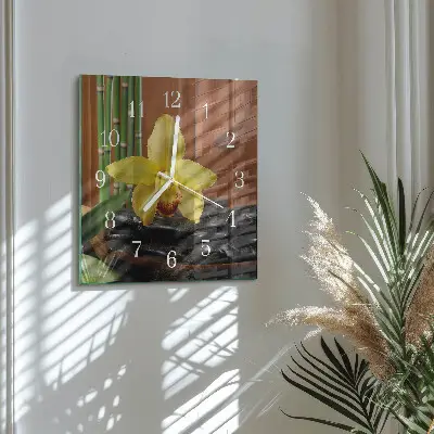 Relógio quadrado Orquídea de bambu