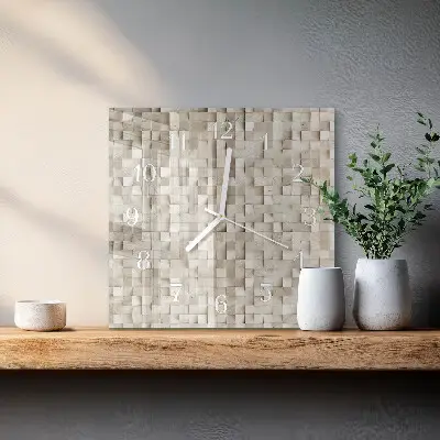 Relógio quadrado Mosaico de madeira