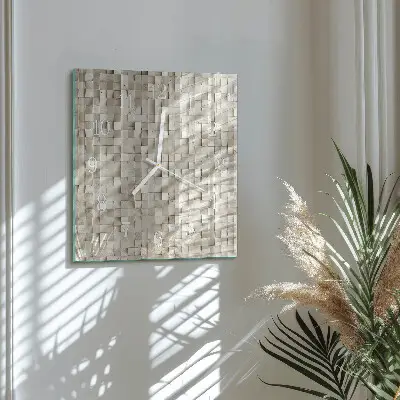 Relógio quadrado Mosaico de madeira