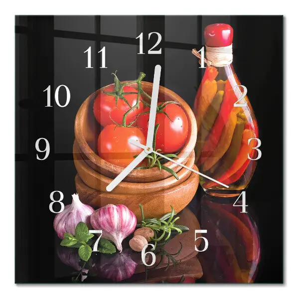 Relógio quadrado Tomates e alho