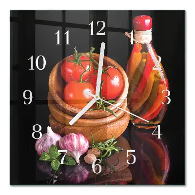 Relógio quadrado Tomates e alho