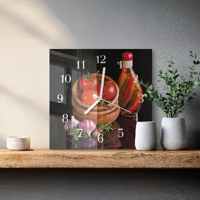 Relógio quadrado Tomates e alho