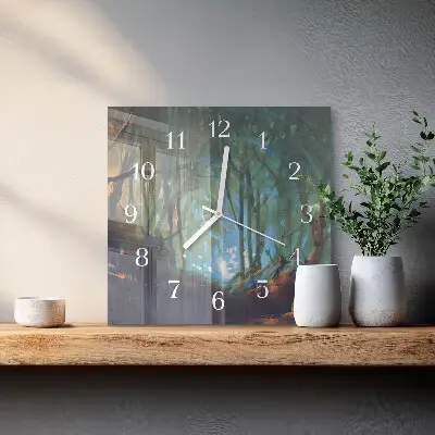Relógio quadrado Floresta mística