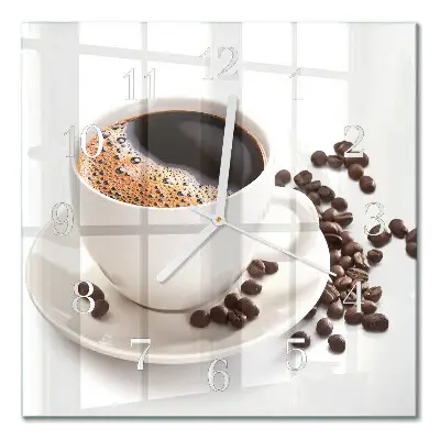 Relógio quadrado Uma xícara de café