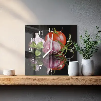 Relógio quadrado Tomate e alho
