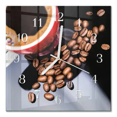Relógio quadrado Uma xícara de café