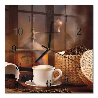 Relógio quadrado Uma xícara de café