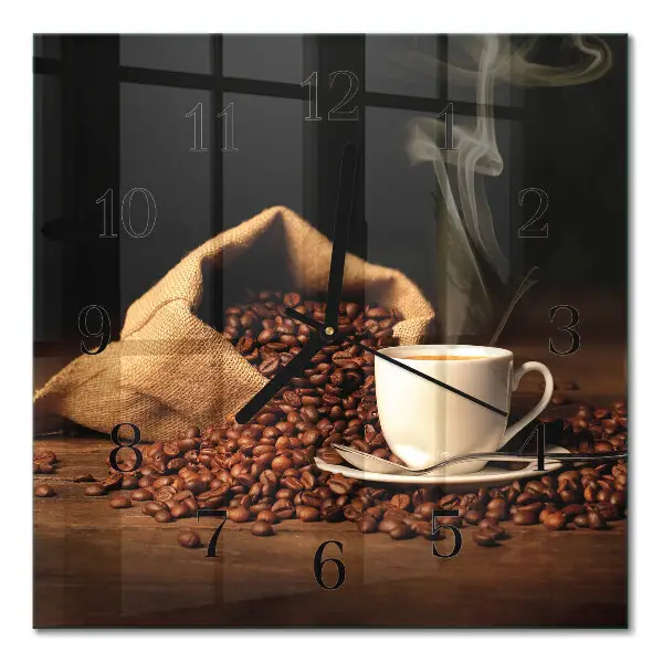 Relógio quadrado Grãos de café