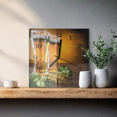 Relógio quadrado Copos de cerveja