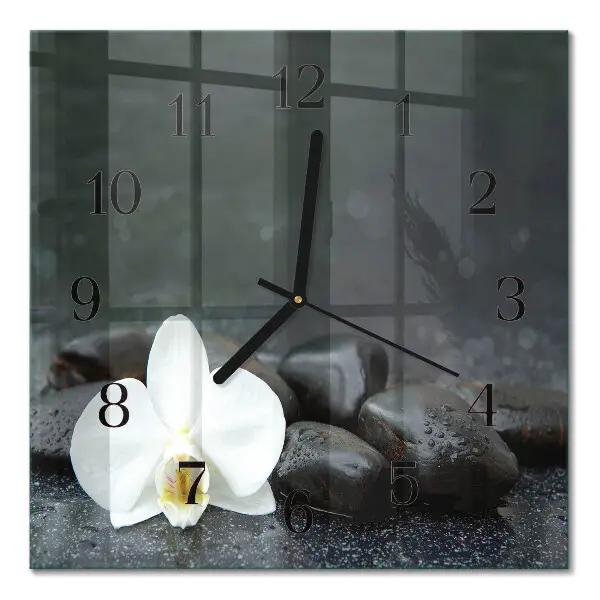 Relógio de parede quadrado Flor e pedras