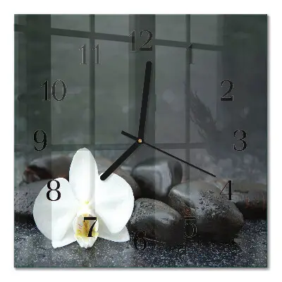 Relógio de parede quadrado Flor e pedras