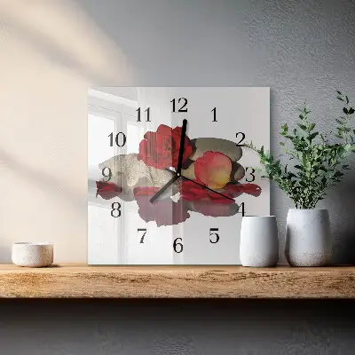 Relógio de parede quadrado Tigela de rosas