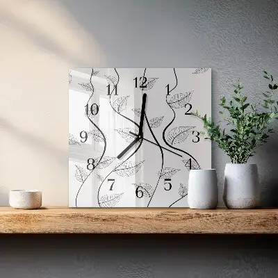 Relógio de parede quadrado Arte com Folhas
