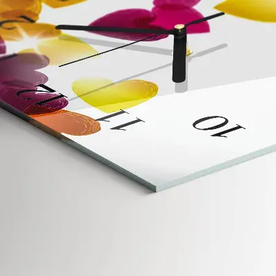 Relógio de parede quadrado Corações coloridos