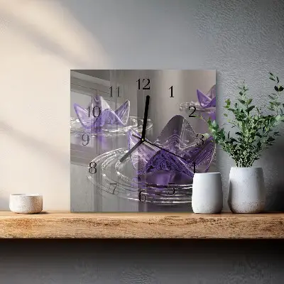 Relógio de parede flores de vidro