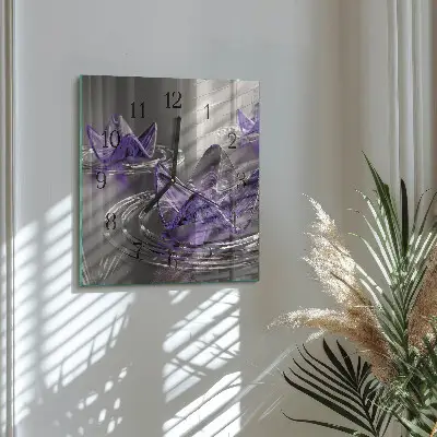 Relógio de parede flores de vidro