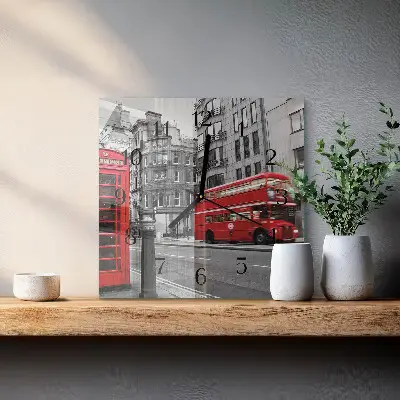 Relógio de parede quadrado Ônibus vermelho