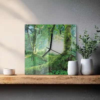 Relógio de parede quadrado musgo da floresta