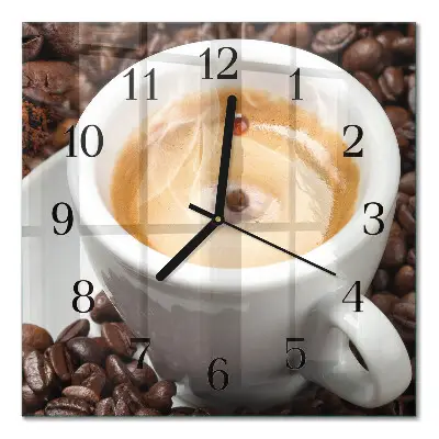 Relógio quadrado Uma xícara de café