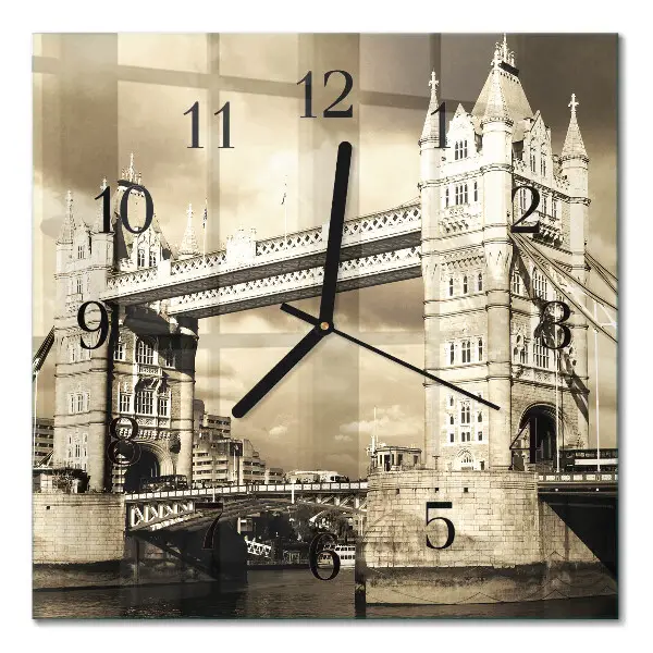 Relógio de parede quadrado Ponte de Londres em sépia