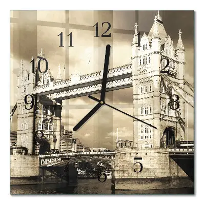 Relógio de parede quadrado Ponte de Londres em sépia