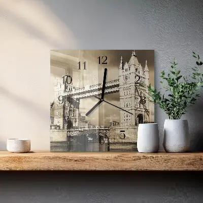 Relógio de parede quadrado Ponte de Londres em sépia