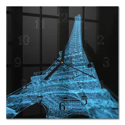 Relógio de parede quadrado Torre Eiffel Paris