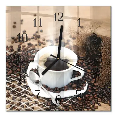 Relógio quadrado Uma xícara de café