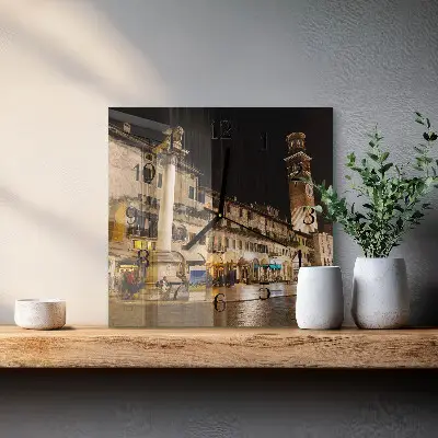 Relógio quadrado Cidade noturna