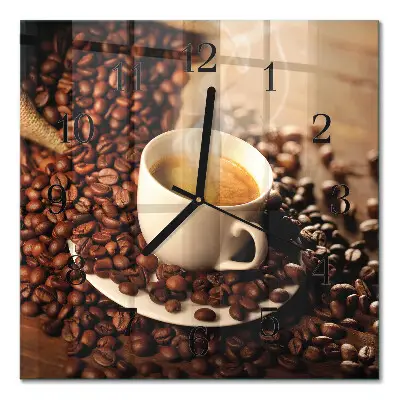 Relógio de vidro Uma xícara de café