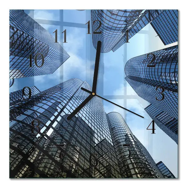 Relógio quadrado Edifícios de vidro