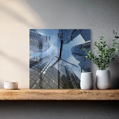 Relógio quadrado Edifícios de vidro