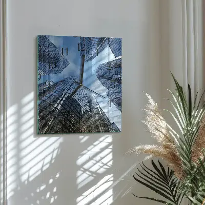 Relógio quadrado Edifícios de vidro
