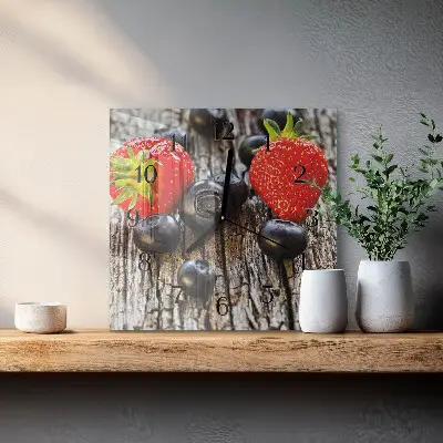 Relógio de parede quadrado Frutas vermelhas