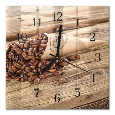 Relógio de parede quadrado Grãos de café