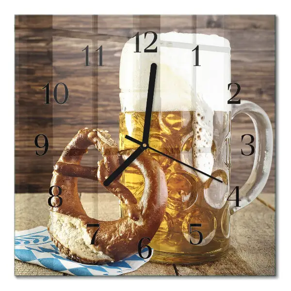 Relógio de parede Pretzel com cerveja