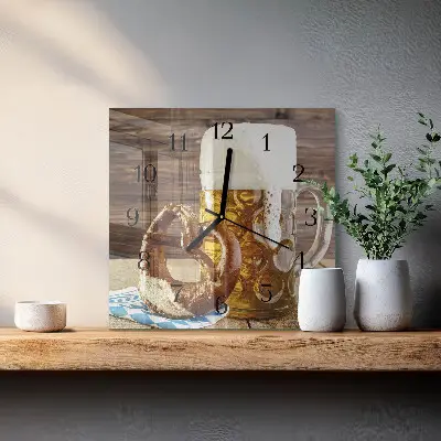 Relógio de parede Pretzel com cerveja