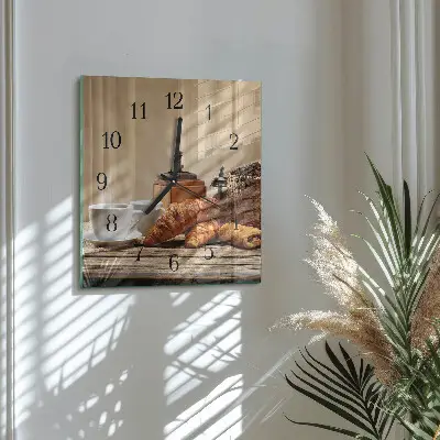 Relógio de parede quadrado Croissants