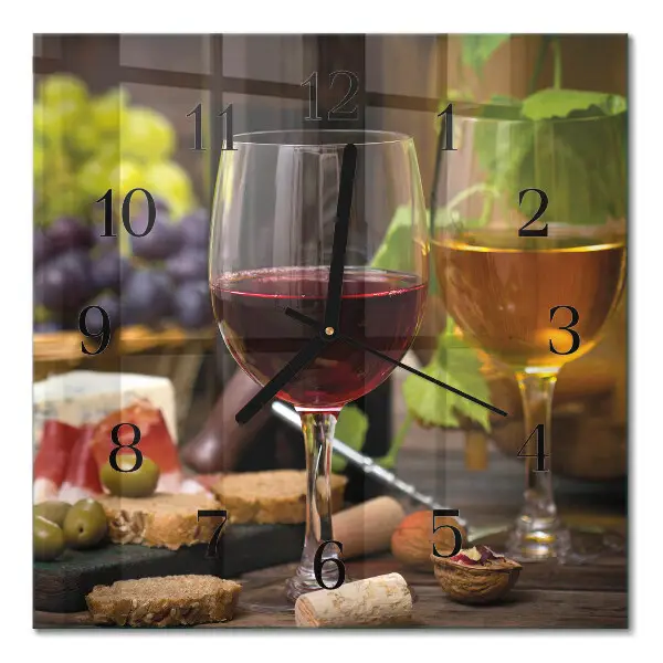 Relógio quadrado Taças de vinho