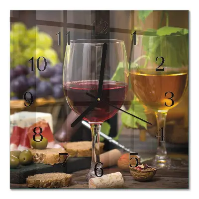 Relógio quadrado Taças de vinho