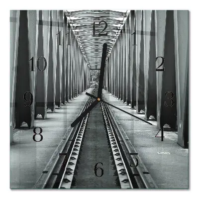Relógio de vidro trilhos de trem