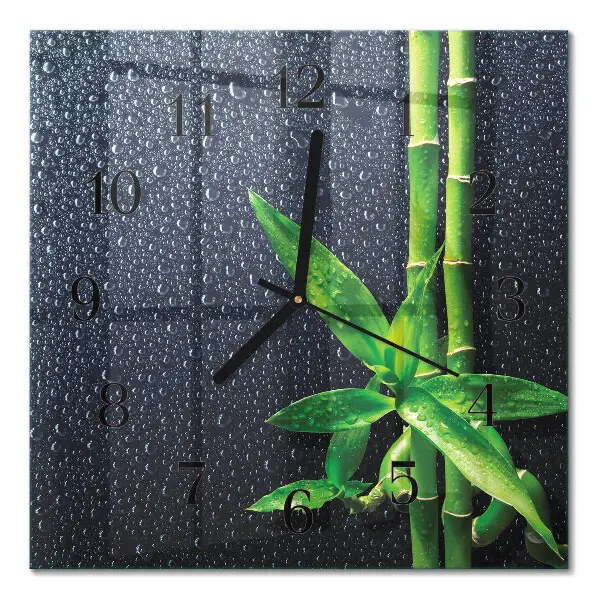 Relógio de parede quadrado Gotas e bambu