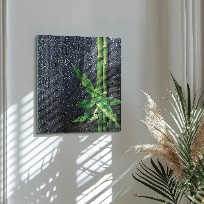 Relógio de parede quadrado Gotas e bambu